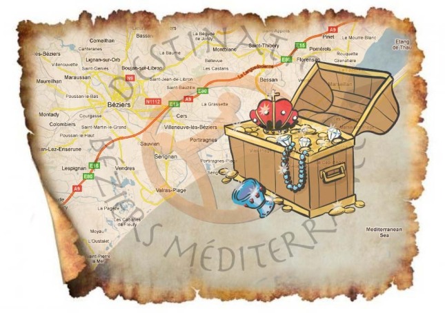 Old fashion map with Treasure Box